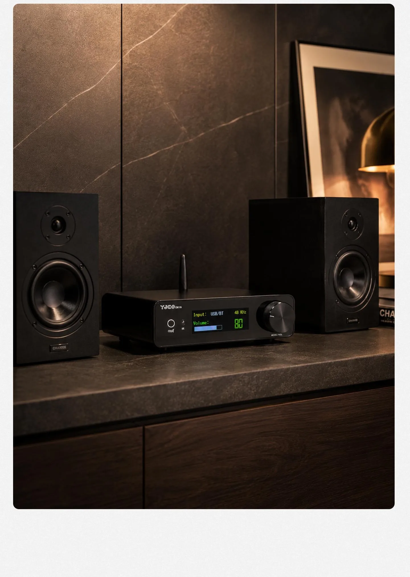 YJCO D816 High-Fidelity Digital HIFI Leistungsverstärker 300W*2 Bluetooth Verlustfreier Heim-Audio-Verstärker Galliumnitrid ACM8816 Chip – Detail 5