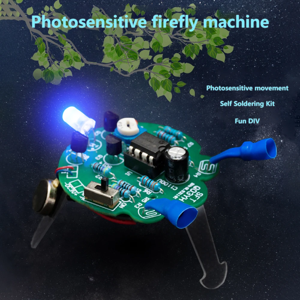 Imagem -02 - Led Breathing Light Solda Kit Faça Você Mesmo Simulado Firefly Piscando Robô Brinquedo Sensor Fotossensível Peça de Robô Móvel Eletrônico