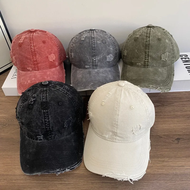 cotton baseball cap for men and women solid color distressed vintage unisex