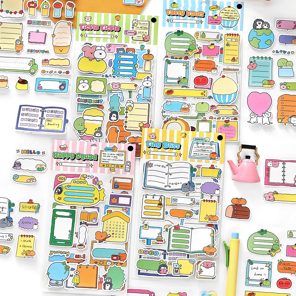 2 Sheets Writeable Stickers, Cartoon Small Item Stickers For Journaling Laptop, Bumper, Skateboard, Water Bottles, Phone