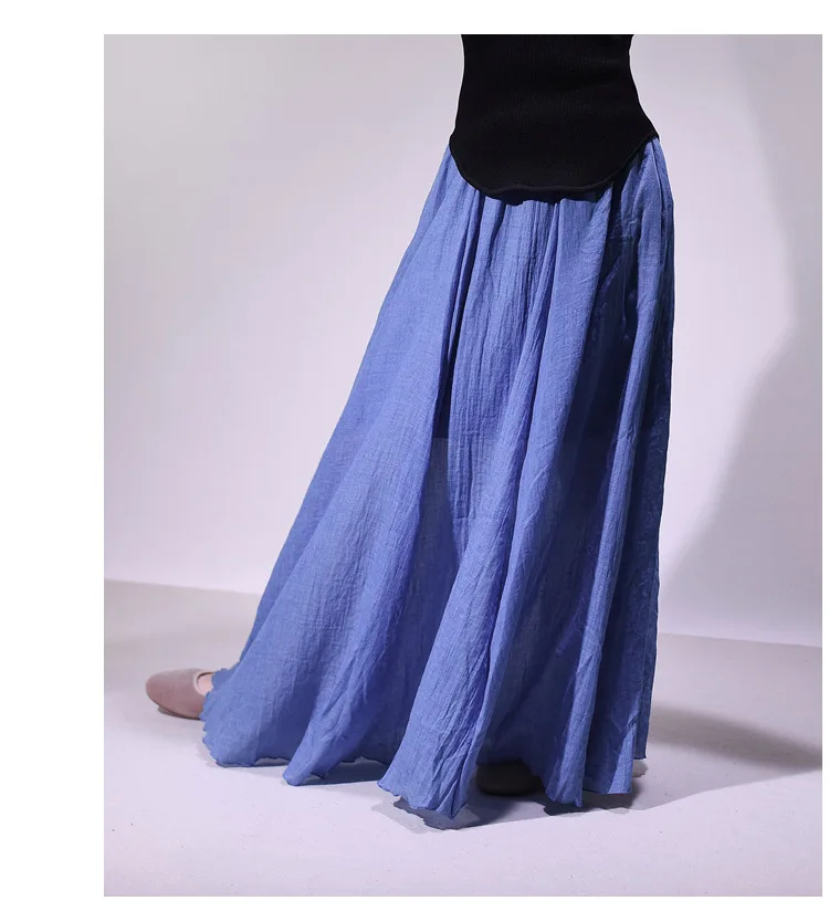 Women Summer Elegant A-Line Long Skirts High Waist Boho Cotton And Linen Maxi Skirts  Femme Streetwear Women Thin Skirt