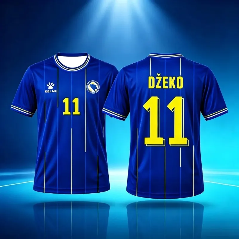 Bosnia Herzegovina‑Inspired Fan Soccer Jersey No.11 Blue Striped 3D Print Quick‑Dry Breathable Unisex Supporter Sports T‑Shirt