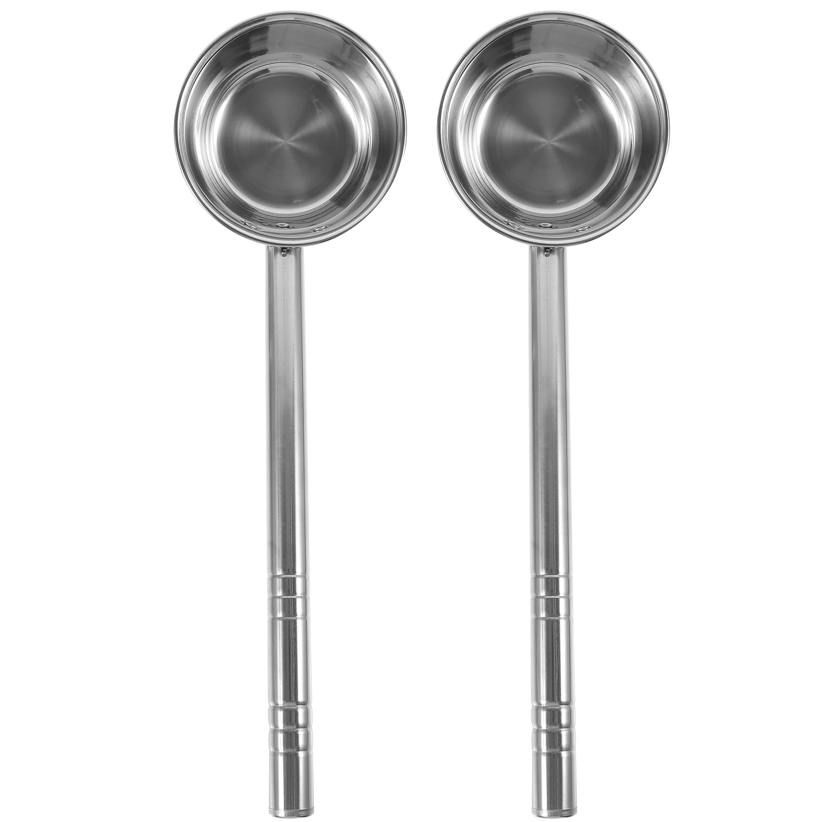 

2 Pcs Soup Spoon Stainless Steel Long Handle Water Ladle Kitchen Food Distribution Silver