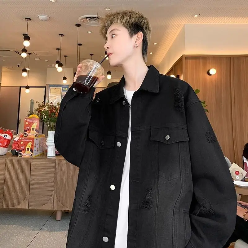 

Ripped Retro Denim Jackets Man Lowest Price Cheap Stylish Korean Popular Clothes Washed Original Designer Cowboy Coat for Men