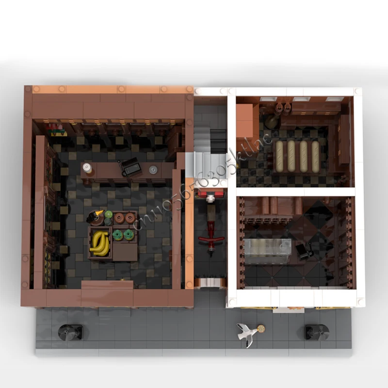 7296 PCS Street Scene Modern Colonial Goods Store Old Bakery MOC Customize Modular Building Block DIY Boys Holiday Toy Gifts