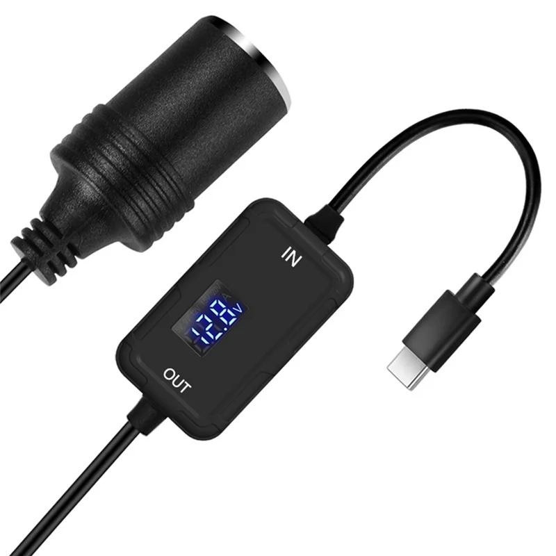 B29C-Car Lighter Socket Converter Cable-PD Type-C To 12V USB-C DC 5V To 12V Step Up Adapter