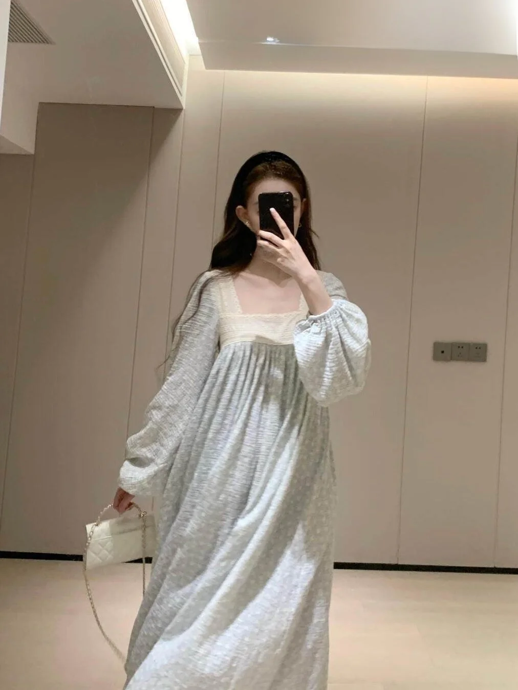 

Romantic Long Sleeve Lace Floral Print Dress Cute Sleepwear for Girls Outerwear Lazy Pajama Spring Season Sweet Style Home Co...