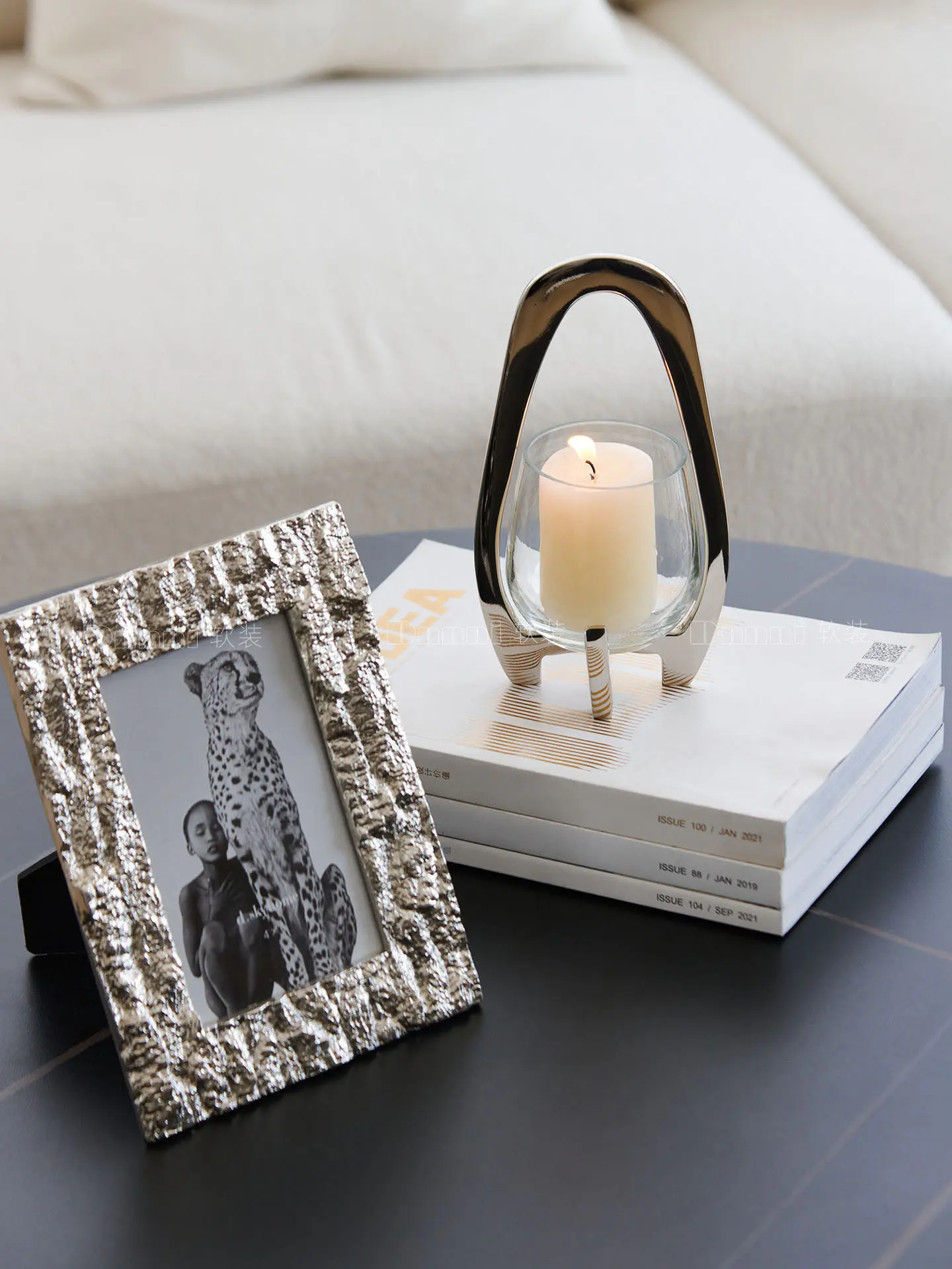 Silver Lantern Candlestick Living Room Restaurant Hotel Clubhouse High-end Model Room Light