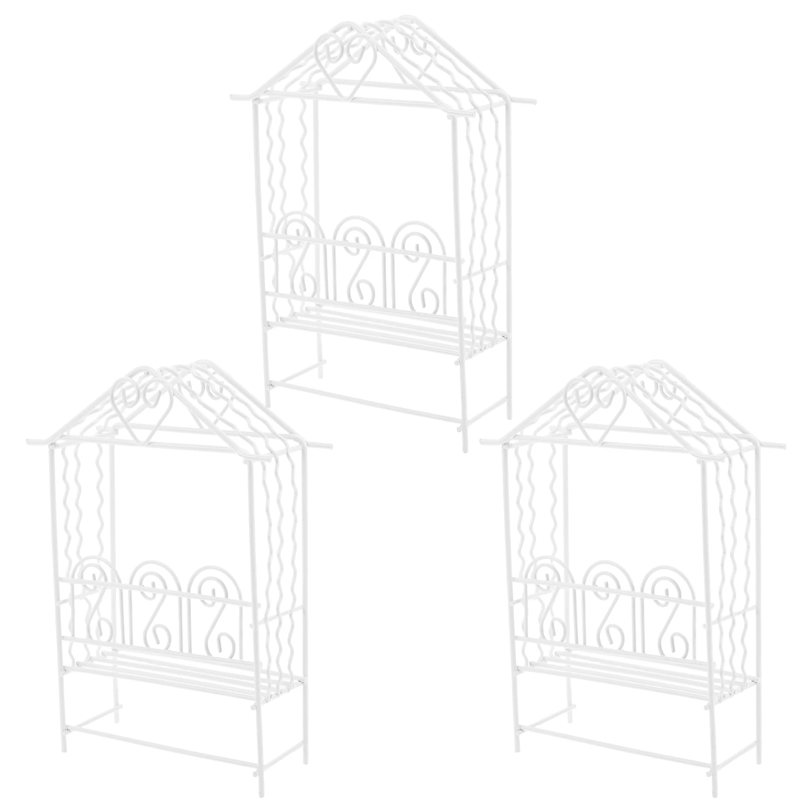 

3 Pcs Micro Landscape Decoration Dollhouse Wedding Arch Fairy Garden Miniatures Toy Room Iron Backdrop Cast Frame Lovers