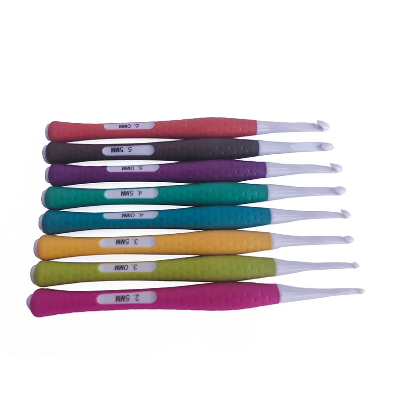 8Pcs Crochet Hooks With Soft Anti-Slip Handle Plastic Handle Knitting Needles Sweater Weaving Sewing Crochet Needle