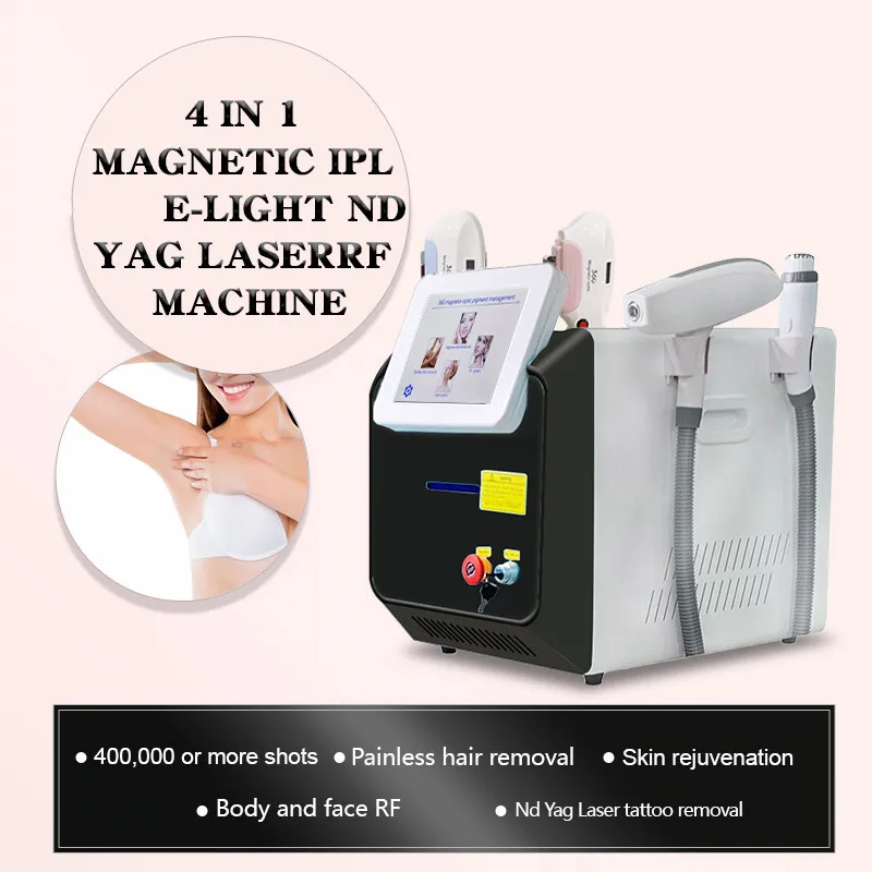 Máquina de belleza para rejuvenecimiento de la piel, dispositivo 3 en 1, 2024 Magneto OPT SR + IPL para depilación y eliminación de tatuajes NDYAG 532nm 1064nm 1032nm, 360