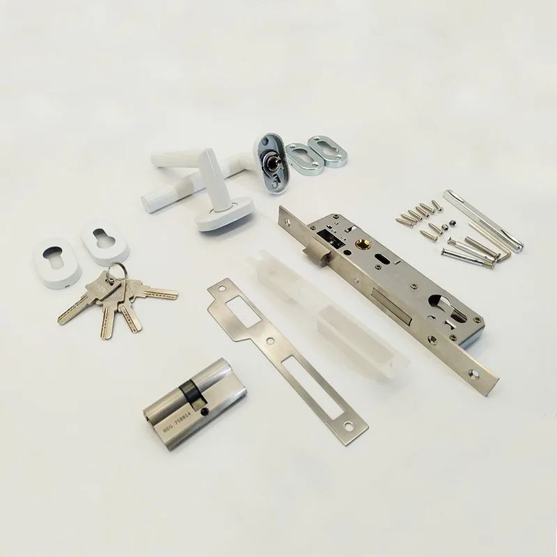 

8530 right Angle stainless steel door lock set white spray plastic door handle