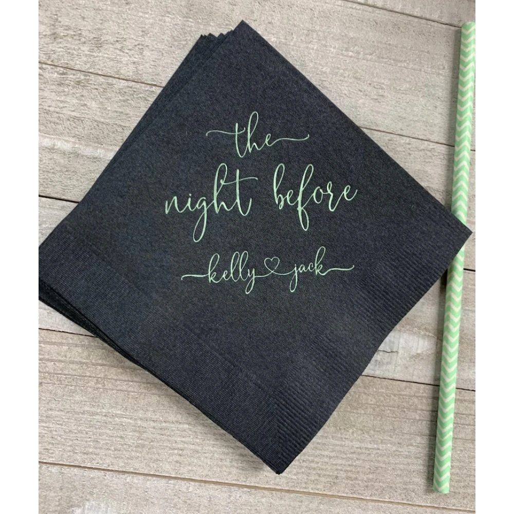 

50Pcs Personalized Wedding Cocktail Napkins The Night Before Custom Party Beverage Luncheon Dinner Guest Towels Receptions