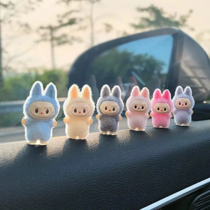 ตุ๊กตาการ์ตูน labubu ชุดมินิ3ซม. มินิ flocking ตุ๊กตาน่ารักประณีตของขวัญจี้ตกแต่งของเล่น Kawaii ของขวัญ