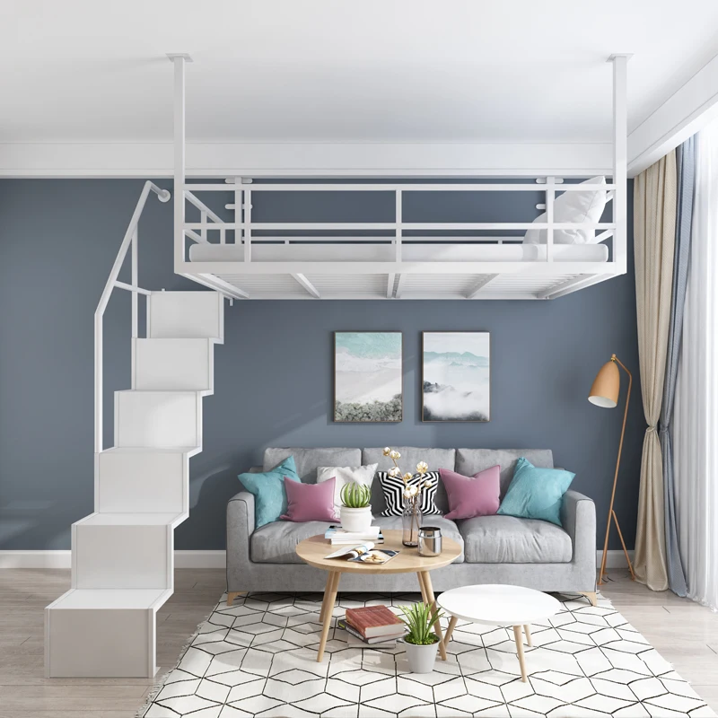 Personalizado nórdico multi-função economia de espaço tamanhos diferentes cama loft de ferro pendurado estrutura de cama de metal