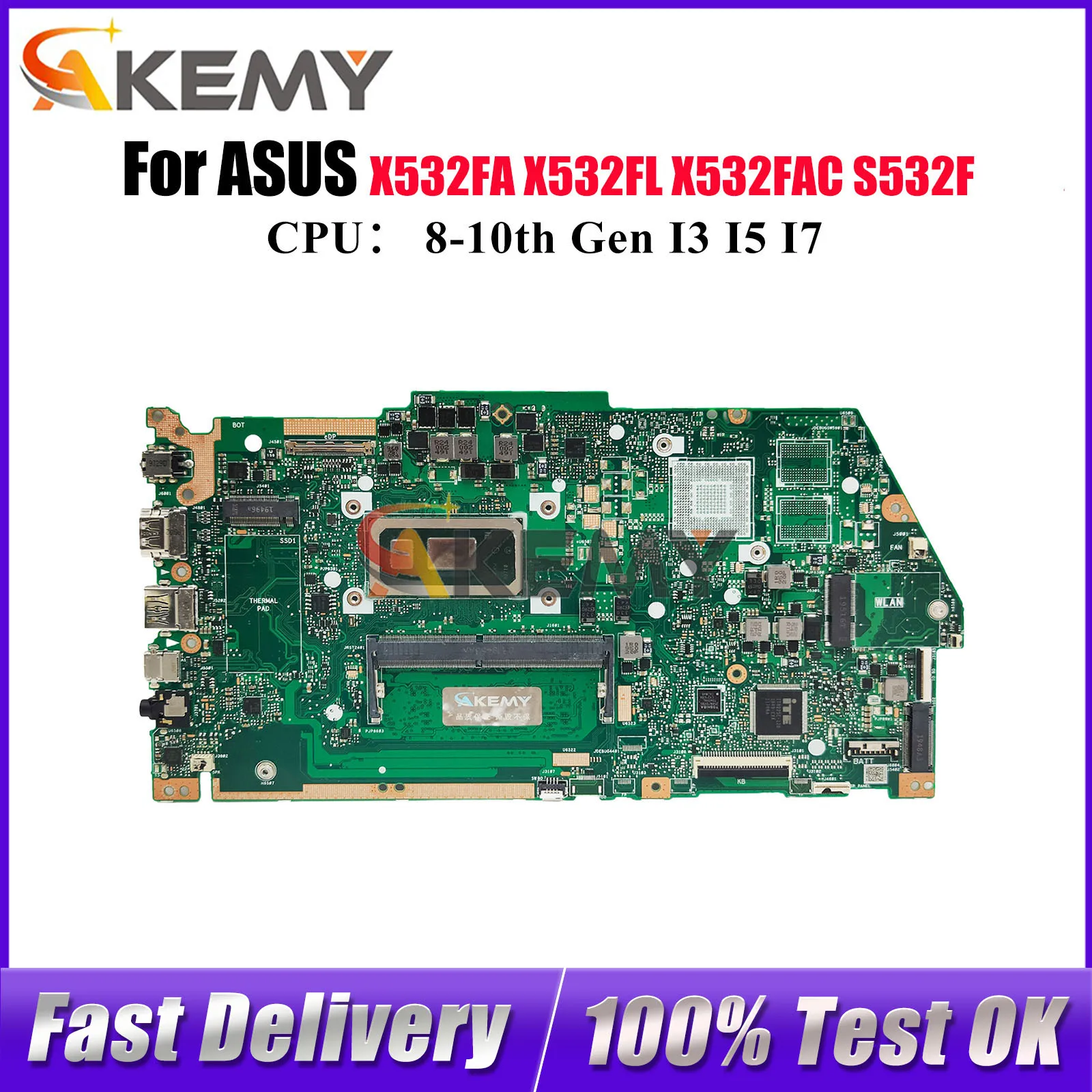 

X532FA Laptop Motherboard For ASUS S531F X532FL V531F S5500F K531F S532F K532F V532F X532FAC X532FL X532F Mainboard I3 I5 I7 CPU