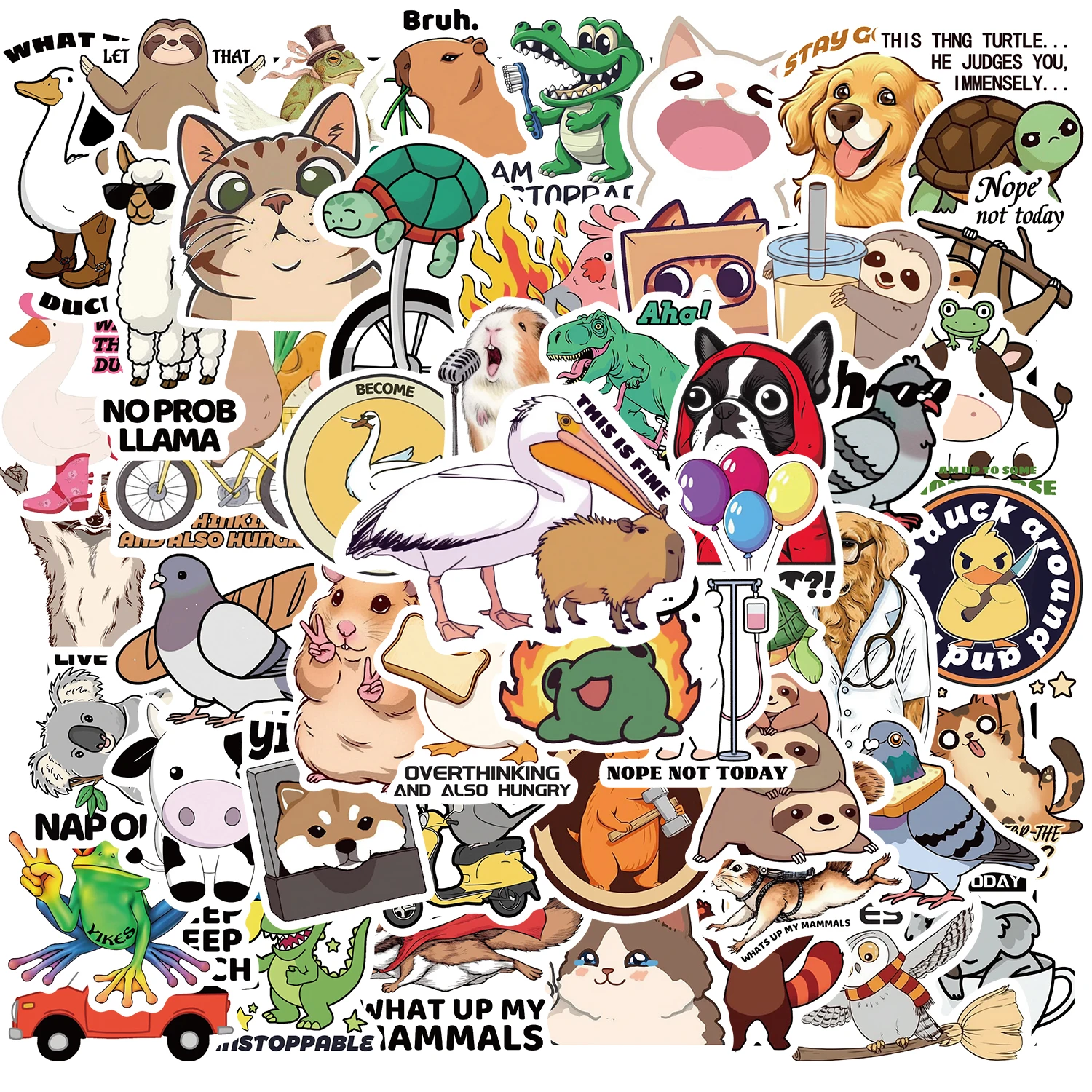 50 pçs engraçado animal diversão adesivos diy casos de telefone portátil copos computador brinquedos adesivos