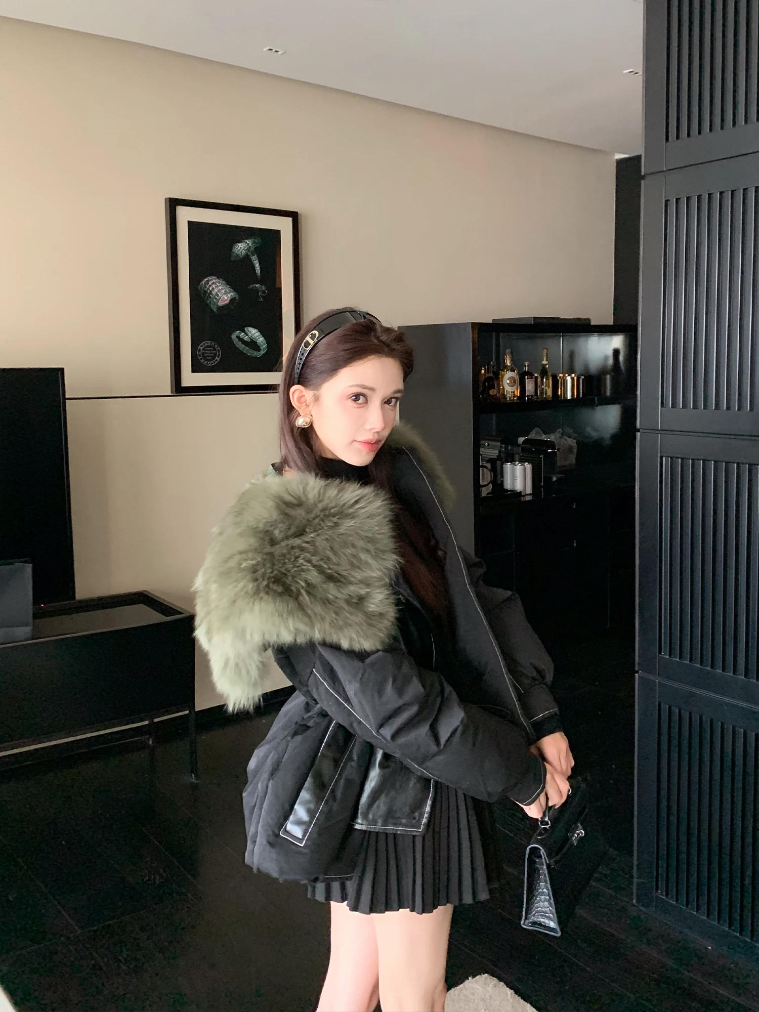 

Женское пальто LADIESFIRST High-End Street Sle с 90% белым утиным пухом, съемным меховым воротником, повседневное, свободного кроя, теплое