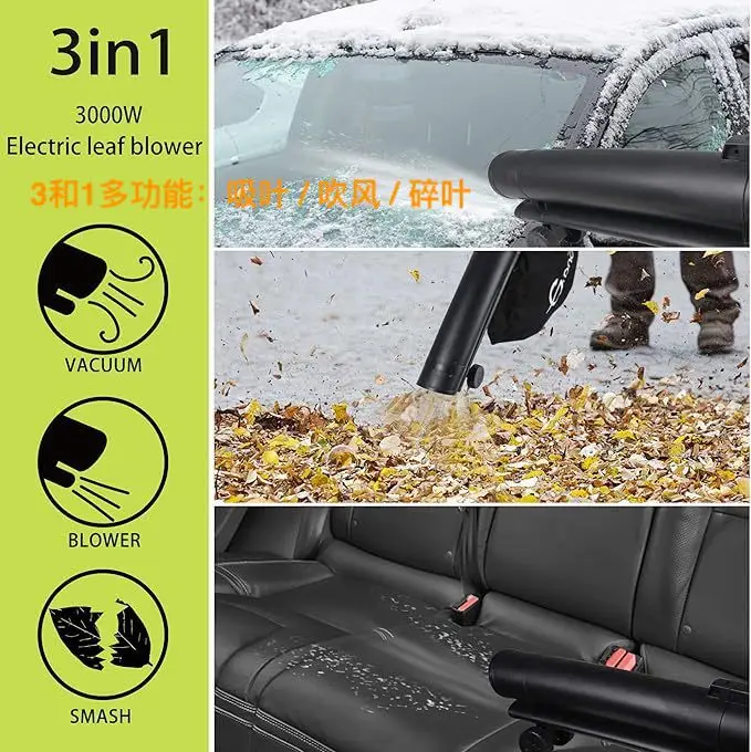 Multi-function Leaf Blower Vacuum, Portable Garden Tool for Leaf Blowing, Suction & Shredding