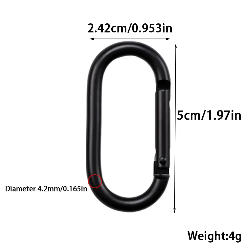 5 Stück/10 Stück/20 Stück ovaler Schnellhaken-Schlüsselanhänger aus Aluminiumlegierung für Rucksack, Wasserflasche, Camping, Wandern – Karabiner – Detail 2