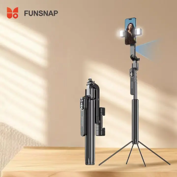 

FUNSNAP A8 Cell Phone Head Stabilizer Metal Quadrupod Bluetooth Remote Control Anti-shake Universal Dual-light Models