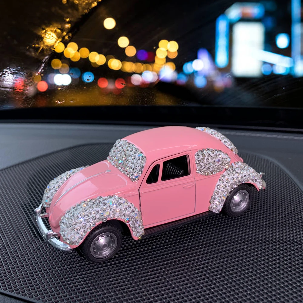 Luxury Rhinestone Car Dashboard Ornaments Diamond Lovely Small Vehicle Model Ornaments Bling Auto Interior Accessories for Women