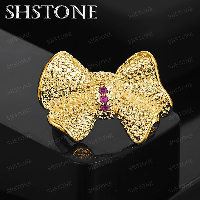 

Hot Selling Size 8 18k Gold AAA Zircon Bow Ring Women Party Charm Engagement Wedding Classic Luxury Cute Jewelry Holiday Gifts