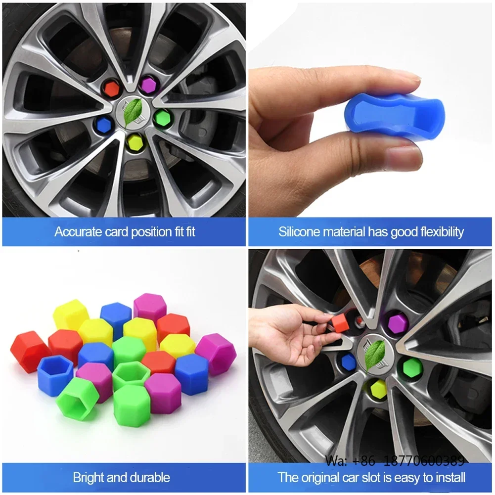 20Pcs 15/17/19/21mm Noctilucent Car Wheel Caps Bolts Anti Rust Covers Nuts Silicone Auto Wheel Hub Protectors Screw Cap