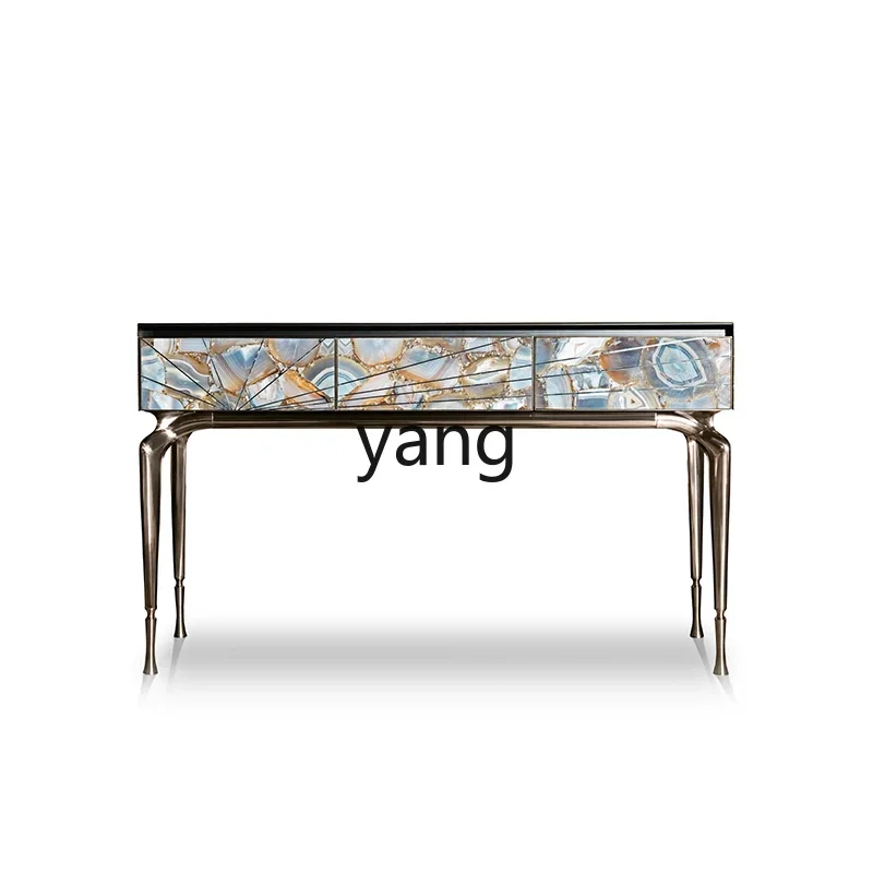 L'm'm Light Luxury Agate Stone Hallway Simple  Living Room Entrance Stainless Steel Console