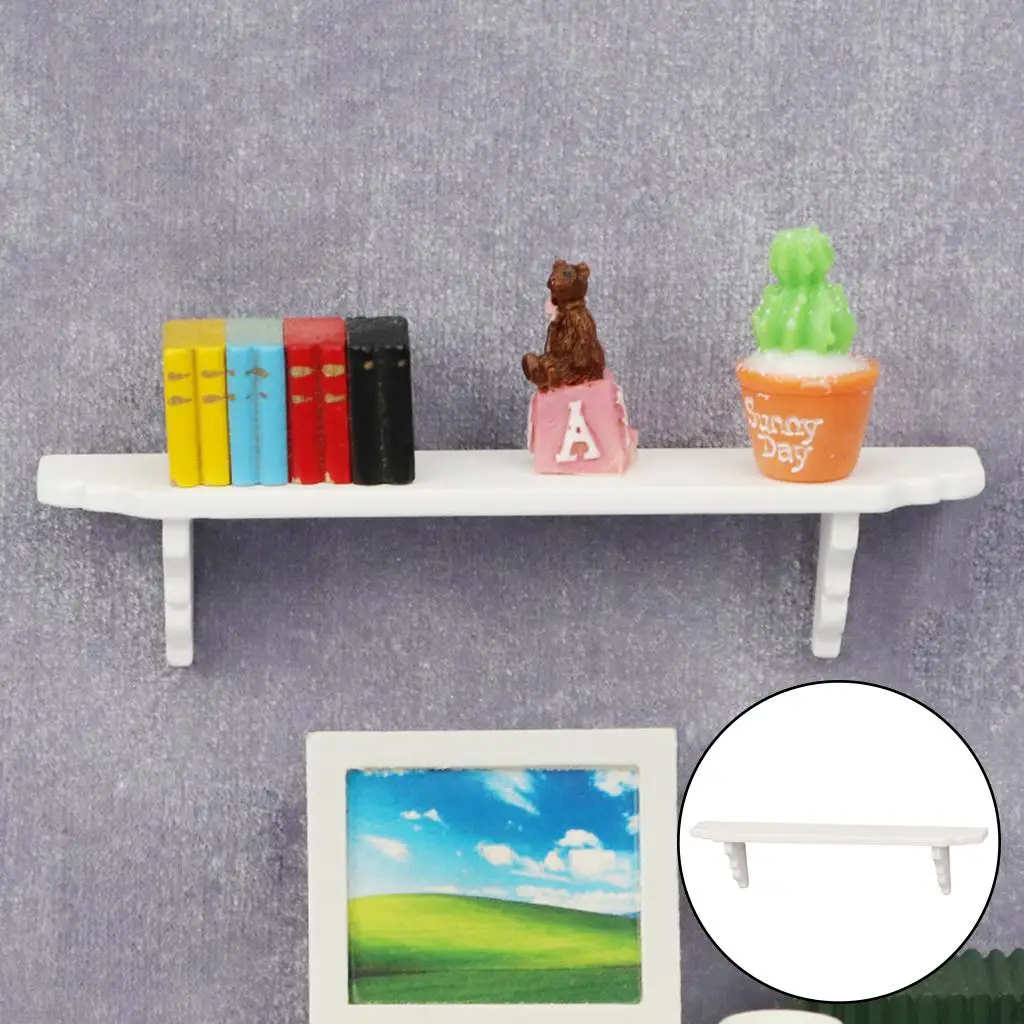 Doll House Miniature Wooden Wall Shelf 1 12 Scale White Bathroom Accs for Dollhouse Furniture Decor