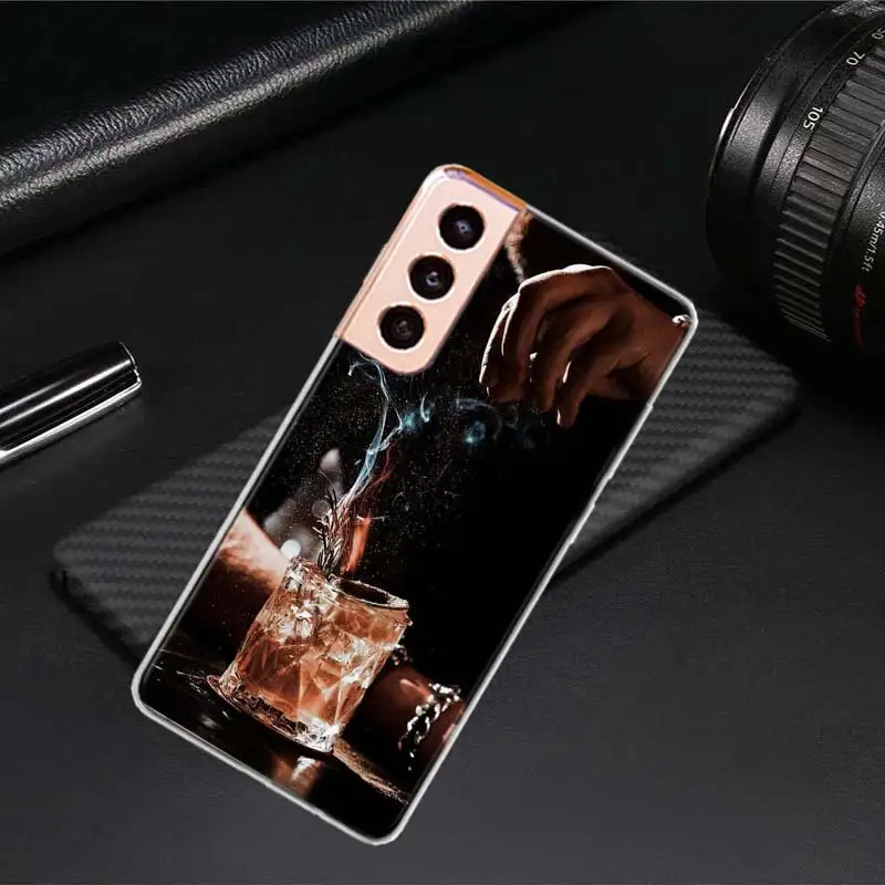 Strong Whiskey With Cigarettes Phone Case For Samsung S21 S23 24 FE S20 Plus Galaxy S25+ S22 Ultra Capa S10 S10E Cover TPU Funda