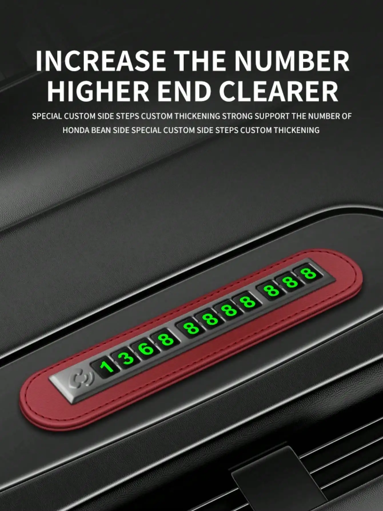 Car Temporary Parking Number Plate - Reusable 11-digit Phone Contact Card with Luminous Numbers, Universal for All Vehicles