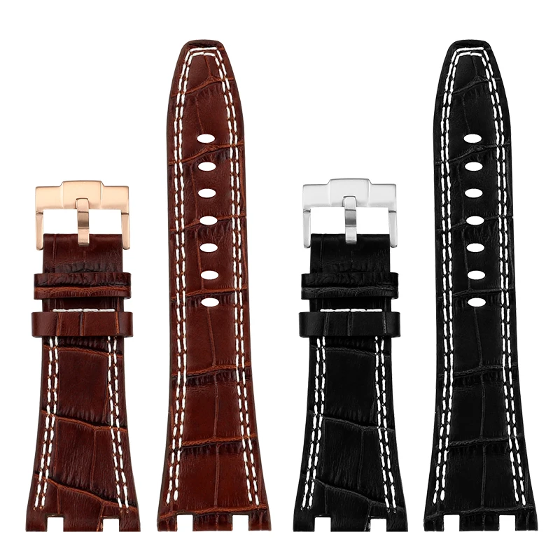 High Quality Genuine Leather Watch Strap For AP Royal Oak Offshore AP15710 15703 26470 26133 Cowhide Watch Band 28mm Notch Pin