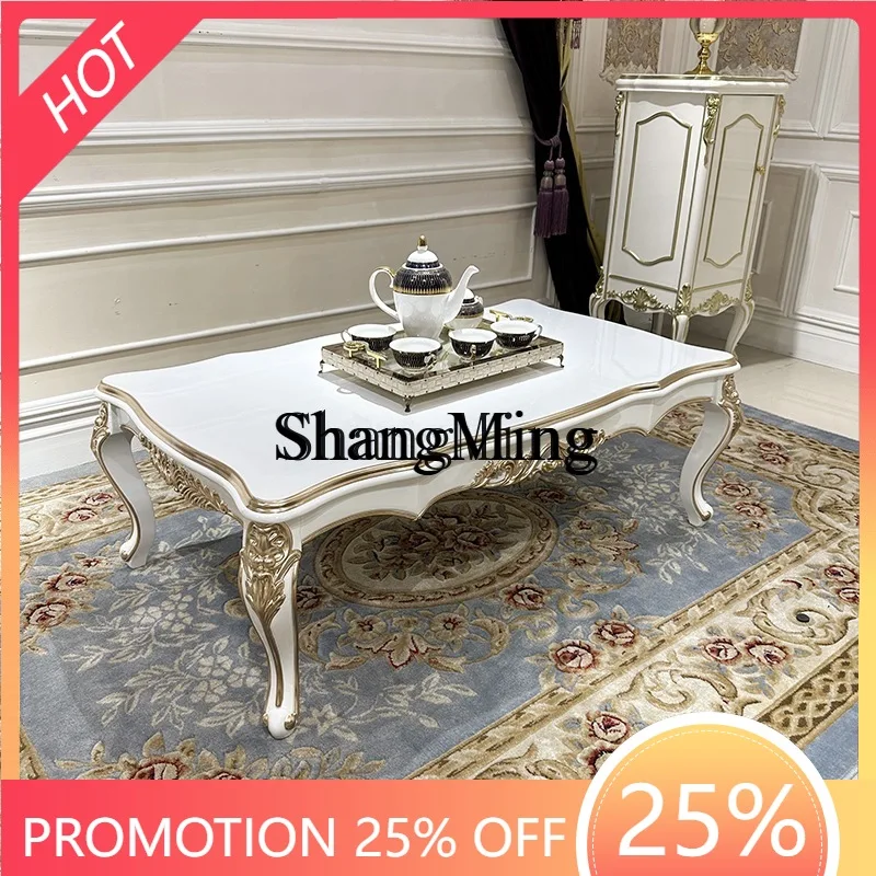 

SM Household Rectangular Large Coffee Luxury Solid Wood Carved Living Room Decorative Table Furniture