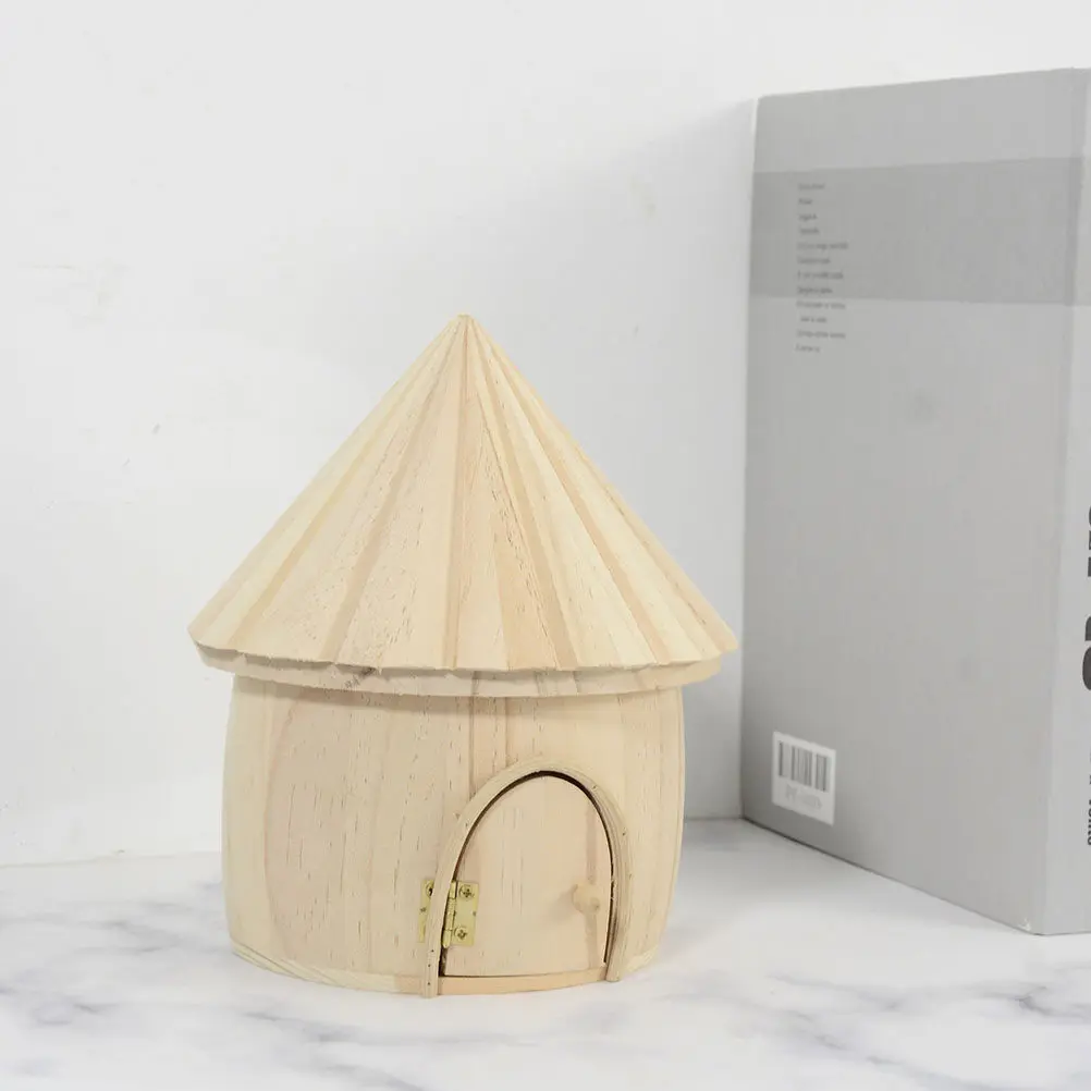 

Creative Wooden Desktop Storage Box Wood Cabin Ornament for Home Decor Wooden Log Cabin Adornment Chic Wood Decor
