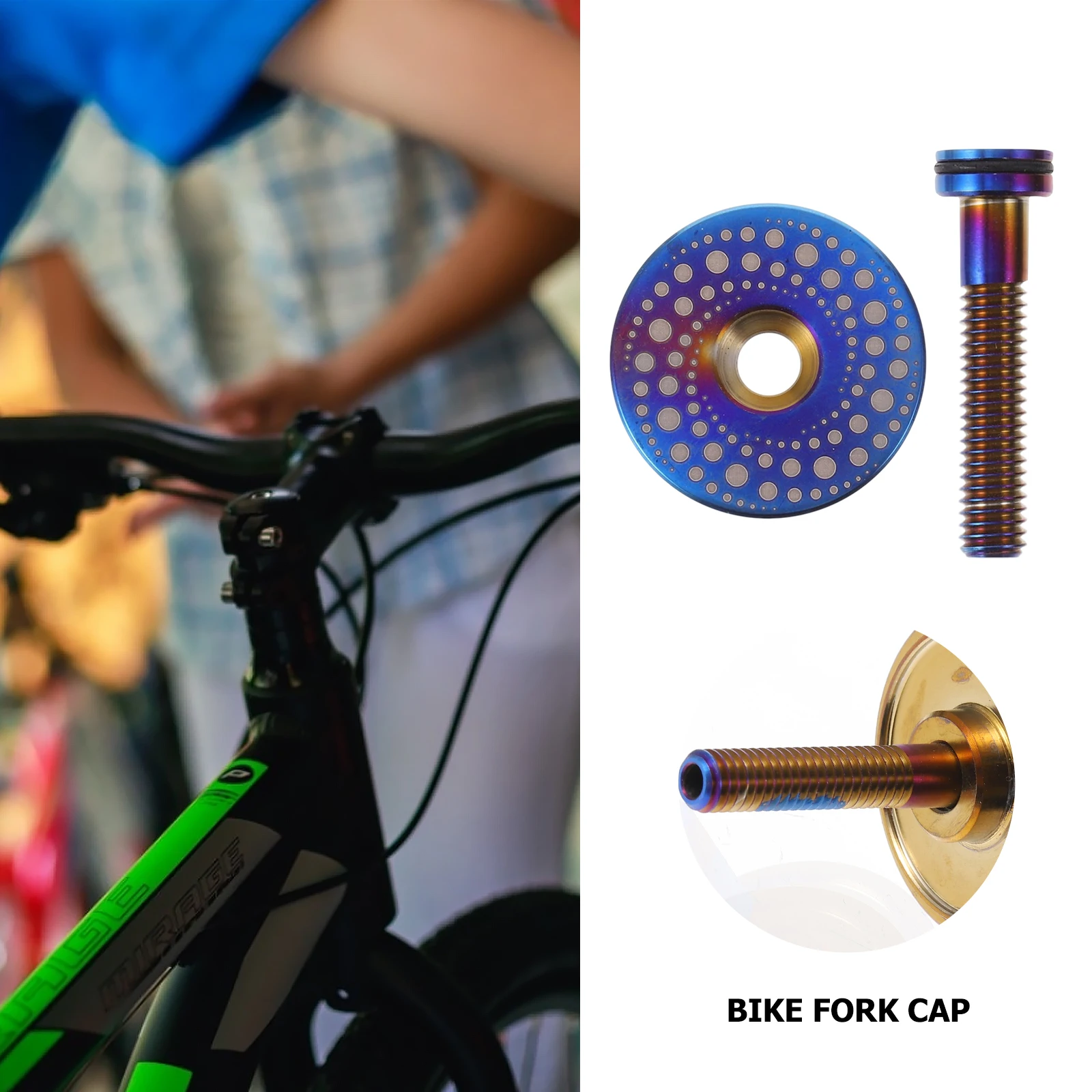 

1 Set Titanium Alloy Bike Bowl Cover Durable Light Weight High Strength Smooth Surface For Road Bike Mountain Bicycle Headset