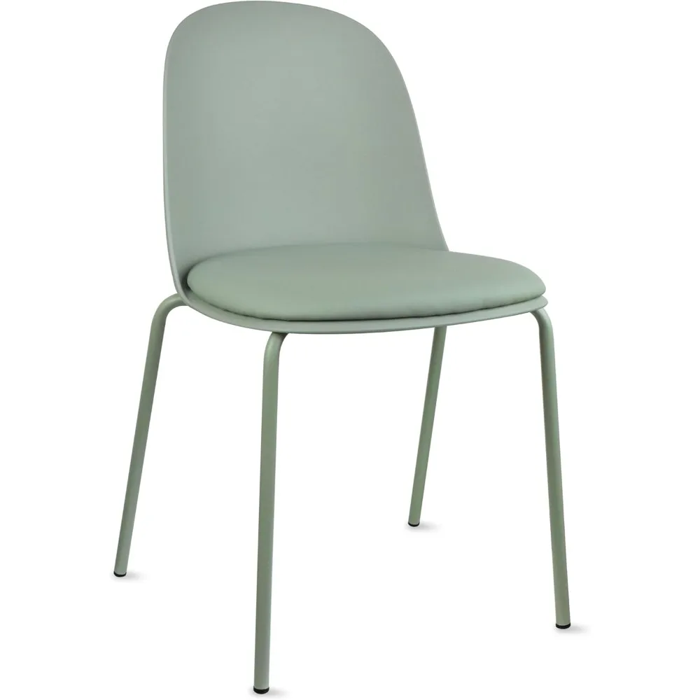 6-Piece Modern Stackable Dining Chair Set with Plastic Shell Seats and Upholstered PU Leather Cushions