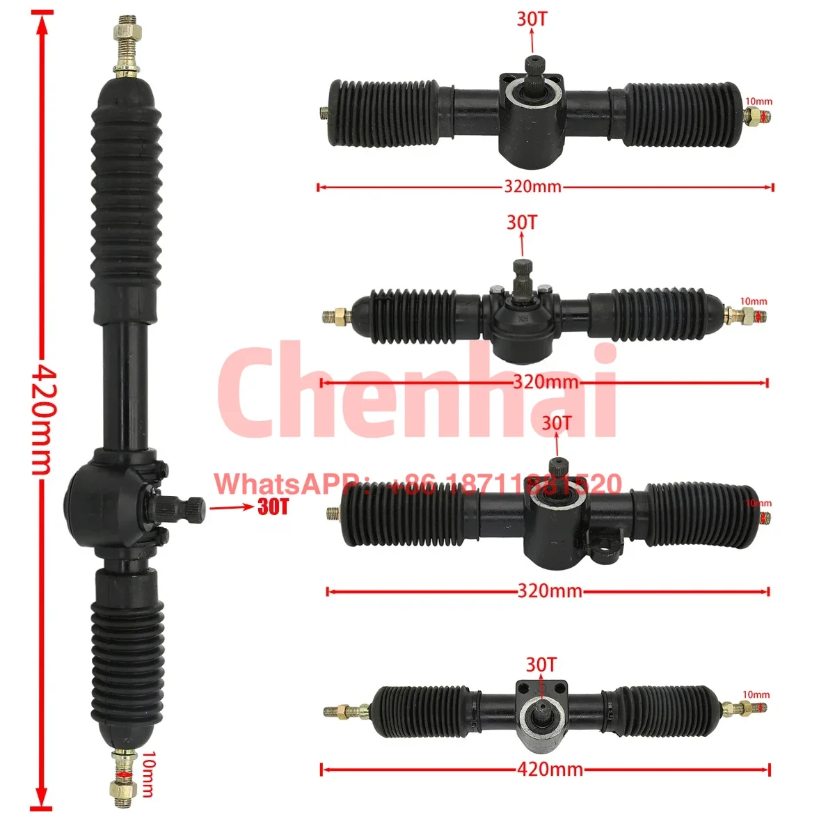 

300mm 320mm Power Steering Gear Rack Pinion Assy Fit for DIY China Go Kart Buggy Karting ATV UTV Bike Parts