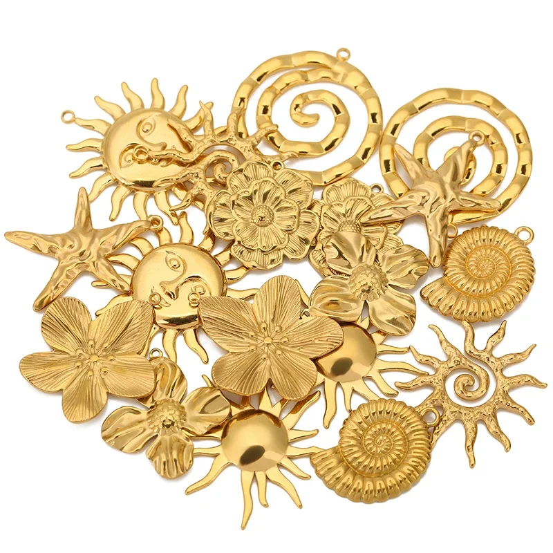 

4pcs Stainless Steel Retro Gold Charms Pendant for Jewelry Making DIY Women Necklace Earrings Jewelry Pendants Craft Accessories