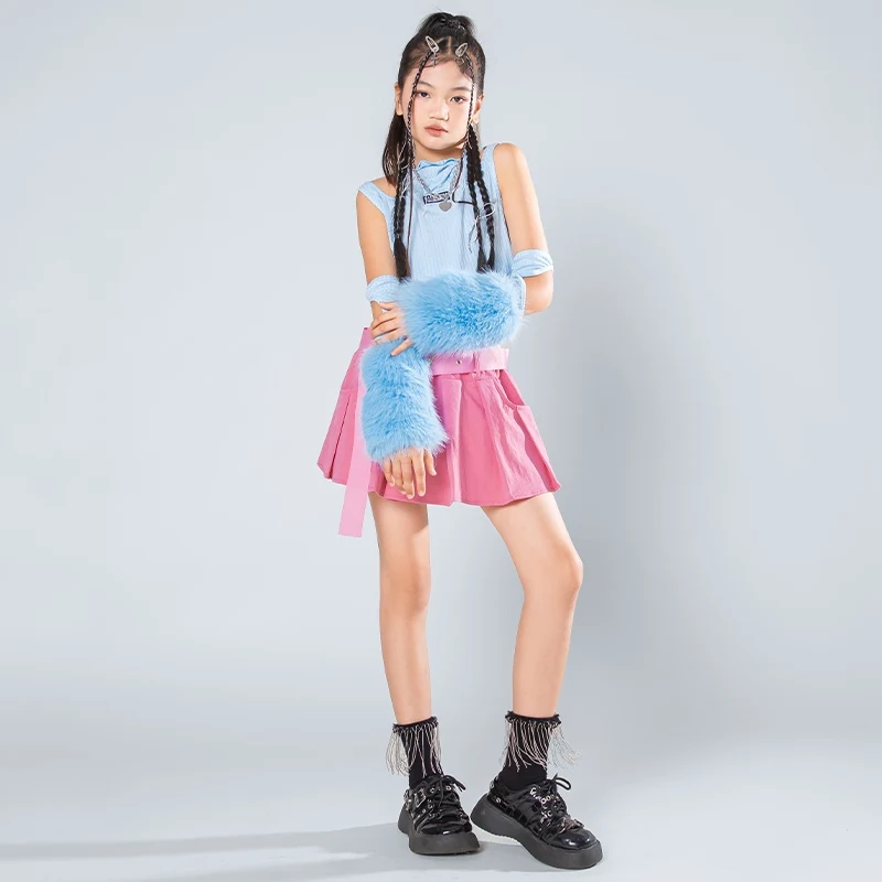 Meisje Groep Dans Jazzdans Kleding Top Rok Cheerleading Prestaties Kids Street Dance Hip Hop Kinderen Toneelkostuum DQL10140