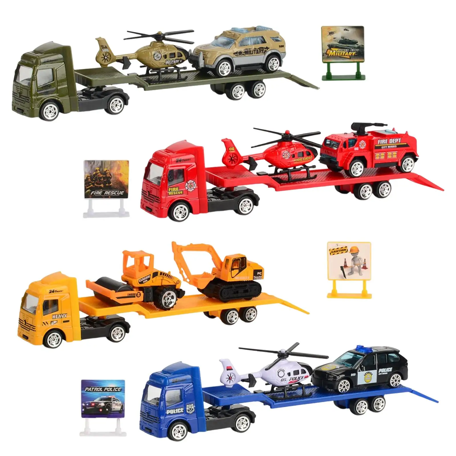 Children Crane Trailer Tow Truck Toy Car Transporter Toy Pull Back Truck