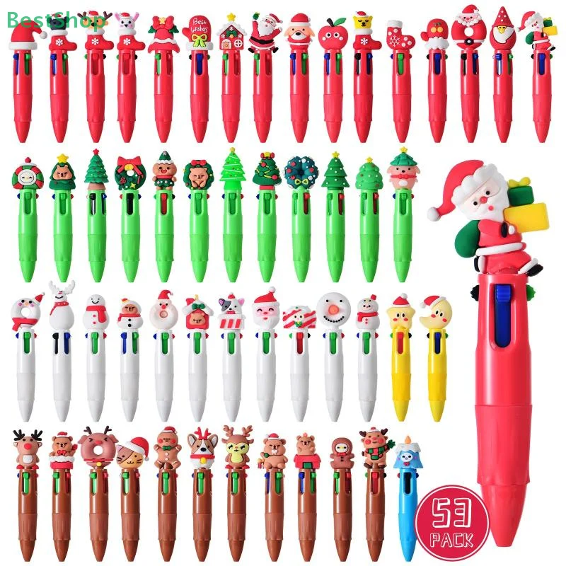 

11/16Pcs/Lot Cute Cartoon Christmas Series Pens Kawaii Xmas Four Color Mini Ballpoint Pen Writing Gel Pen Kids School Stationery