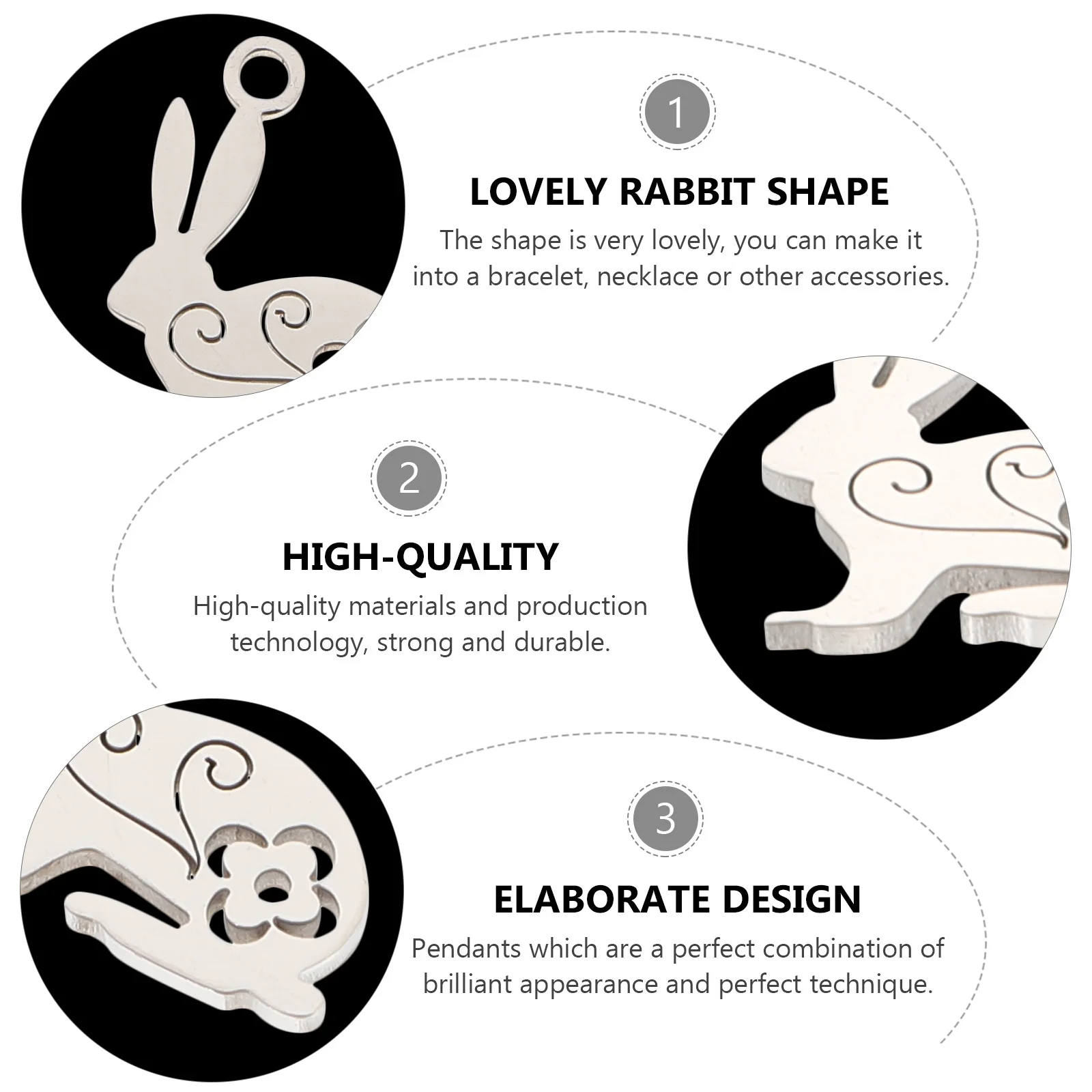 

10pcs Rabbit Charms Stainless Steel Diy Pendants For Jewelry Making Craft Supplies Necklace Bracelet Gift Bunny Accessories