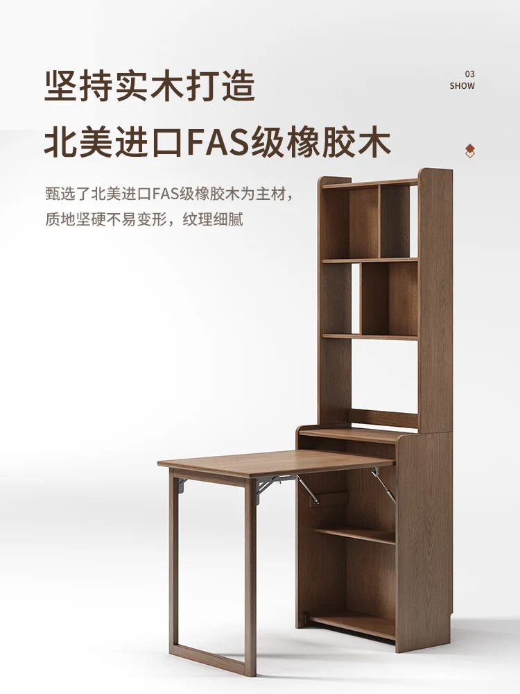 Corner Desk Bookshelf Combination Bedroom Small Folding Computer Desk Household Solid Wood Study Table Bookcase Integrated Table