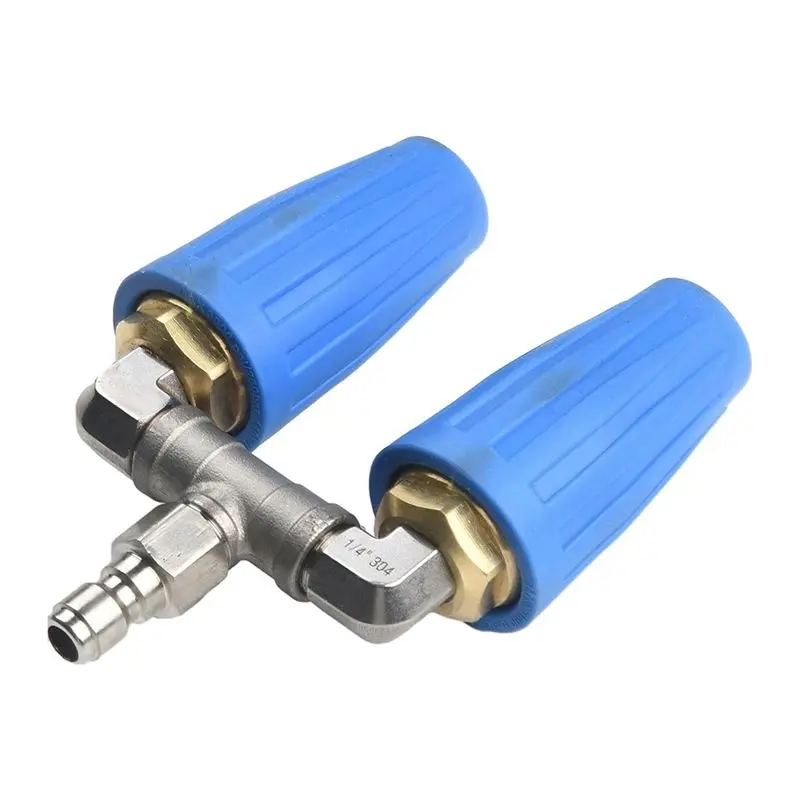 A02M-1Set High Pressure Washer Dual Tip Turbo Nozzle 4000PSI Pressure Rotating Dual Turbo Nozzle Spray Tip 1/4Inch Blue