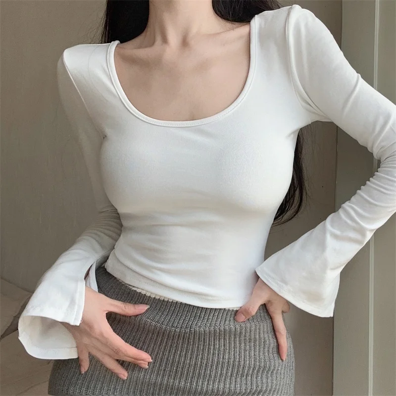 

Футболки с длинным рукавом, женские повседневные топы с цветочным принтом, облегающие, удобные, весенние, повседневные, элегантные, женские, универсальные, стильные, в корейском стиле