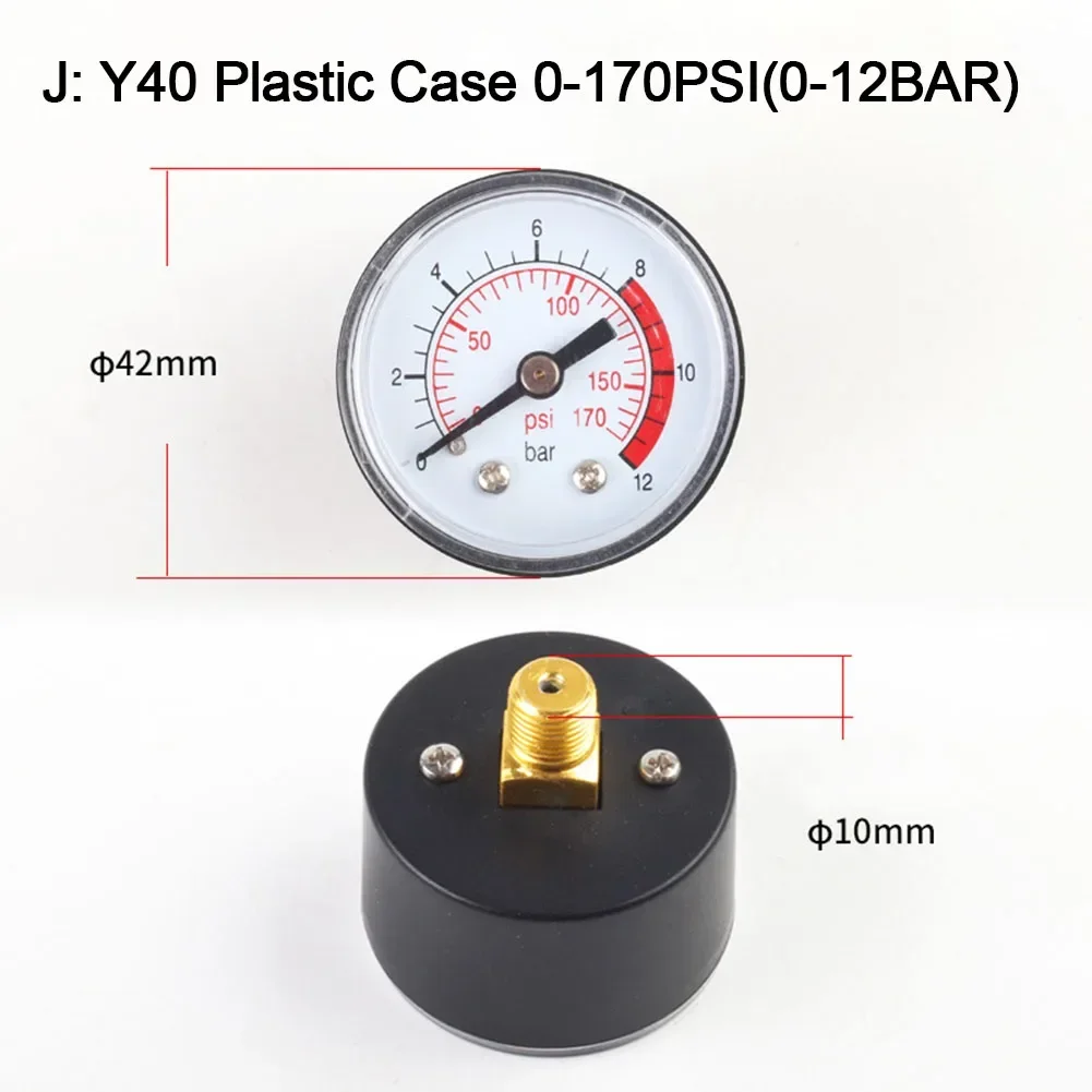 1pc Y40 Y50 Pressure Gauge 0-180PSI Gas Water Fuel Liquids Meter Accurate Pressure Measurement Gauge For Air Compressor