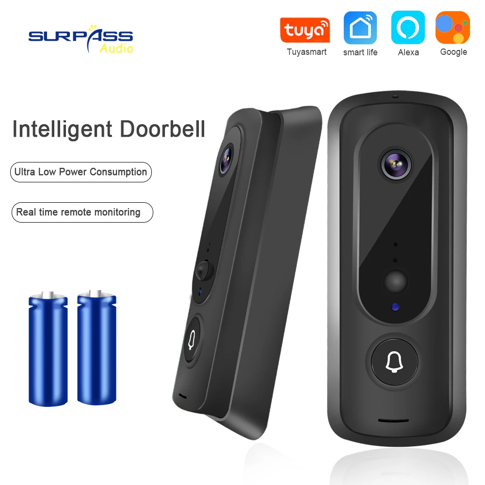 Smart Tuya Video Doorbell WiFi Visual Door Bell Intercom 1080P Camara View Night Vision Audio Electronic Doorman Home Security