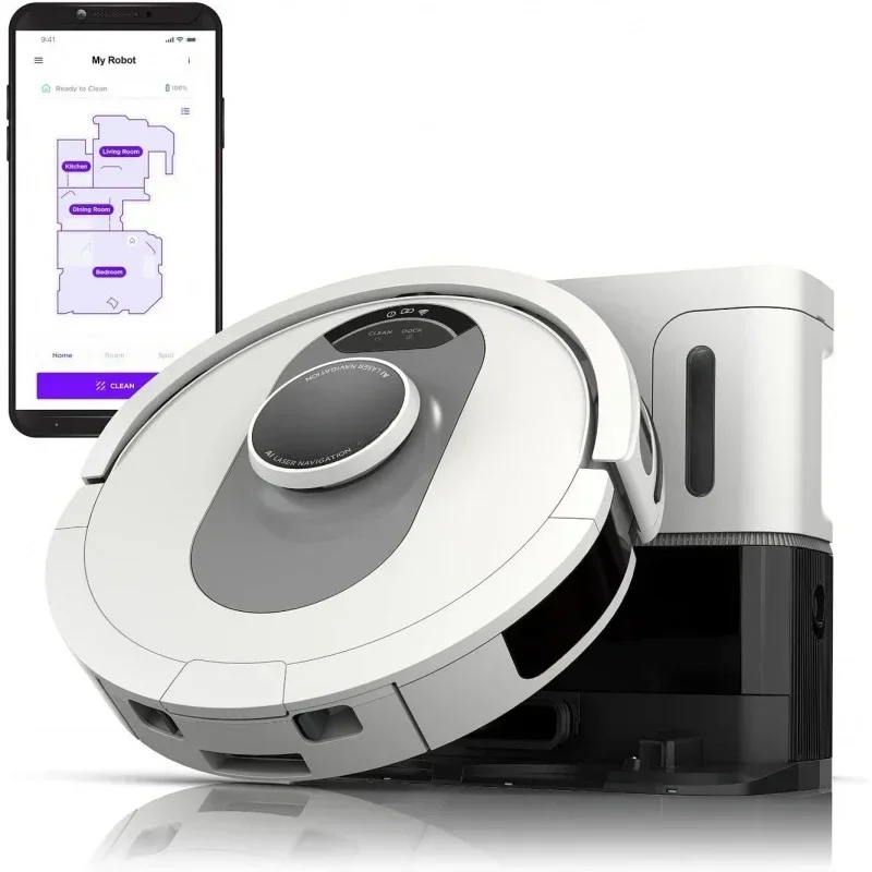 AI Ultra Voice Control Robot Vacuum with Matrix Clean Navigation, Home Mapping, 60-Day Capacity, Self-Empty Base for Homes