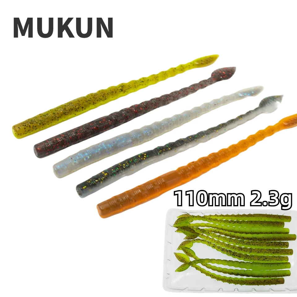 MUKUN Finesse Stick Soft Bait 11cm 2.3g Silicone Worm Floating Minnow Swimbait Wobblers Freshwater Bass Pike Soft Fishing Lures